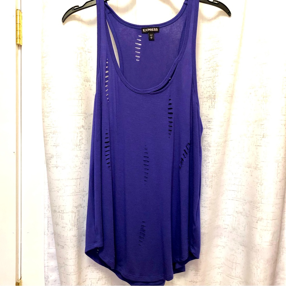 Express distressed purple razorback tank top Sz M
